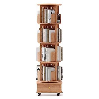 Imagem de UINGBPXT Estante de canto com rodinhas de 360°, estante giratória de 5 camadas, economia de espaço, estante para sala de estar, suporte para livros, exibição perfeita