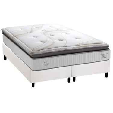 Imagem de Cama Box King: Colchão Molas Ensacadas Herval C1725 + Base Crc Corano White (193x203)