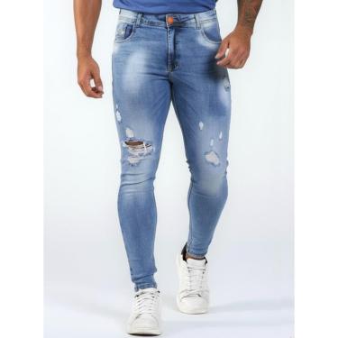 Imagem de Calça Jeans Skinny Destroyed Rasgos Detalhes Devore no Laser-Masculino