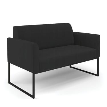Imagem de Sofá Namoradeira Base Industrial Preto Marisa Veludo D03 - D\&#039rossi Cor Preto