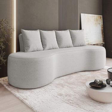 Imagem de Sofá 3 Lugares Orgânico 210cm Com Almofadas Benin Bouclê Cinza B03 - D`rossi