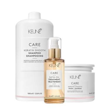 Imagem de Kit Keune Care Keratin Smooth Shampoo Litro Máscara e Satin Oil ( 3 pr