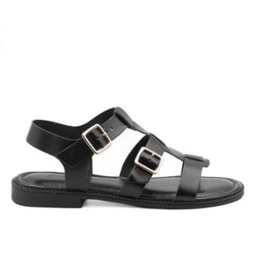 Imagem de Sandália Rasteira Zatta Duas Fivelas Liah Preta Preto 34-Feminino