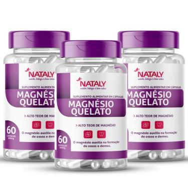 Imagem de Kit 3 Magnésio Quelato Premium 60 Capsulas 500mg Nataly-Unissex