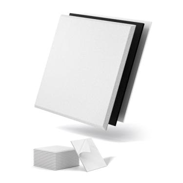 Imagem de Painéis de parede à prova de som de vinil carregados em massa, pacote com 12 painéis autoadesivos à prova de som para paredes, portas, painéis acústicos de absorção de ruído e isolamento acústico de