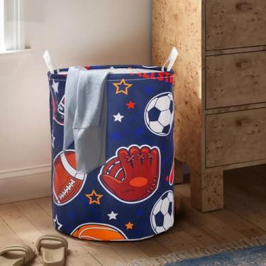 Imagem de Cesta de roupa suja dobrável com alças sacola impermeável pano oxford engraçado cesto de roupa balde de roupas organizador de brinquedos 43L para banheiro/lavanderia/quarto (esportes, 43L)
