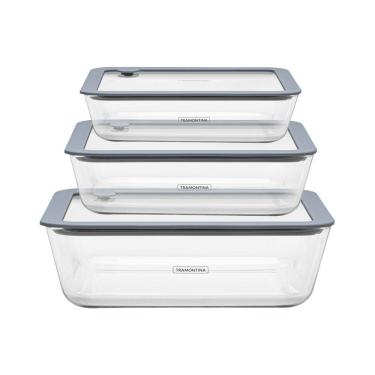 Imagem de Conjunto De Potes Tramontina Vittra 64220770 Retangulares De Vidro Com Tampa Hermética único