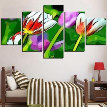 Imagem de quadros decorativo 5 peças mod Flores desenho - autopc 3mm