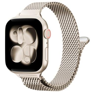 Imagem de TRA Pulseira fina milanesa compatível com Apple Watch séries 11, 10, 9, 8, 7, 6, 5, 4, 3, 2 e 1 de 38 mm, 40 mm, 41 mm, 44 mm, 45 mm, 49 mm, ultra SE