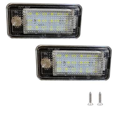 Imagem de znakeauto 2 lâmpadas de LED para placa de licença para Au-di A3 A4 S4 RS4 B6 B7 A6 RS6 S6 C6 S5 Q7 A8 S8 Lâmpadas de placa de matrícula, vêm com 2 parafusos (Alimentação por 18-SMD Xenon White)