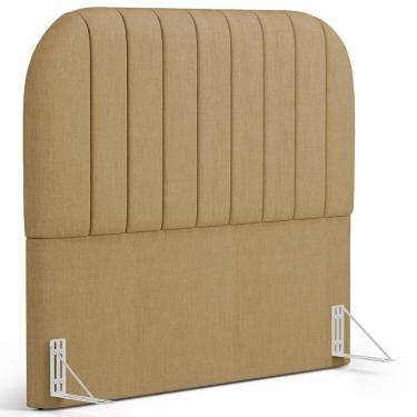 Imagem de Cabeceira Cama Box Queen Estofada Orgânica 160cm Alice W01 Linho Bege Escuro - Lyam Decor