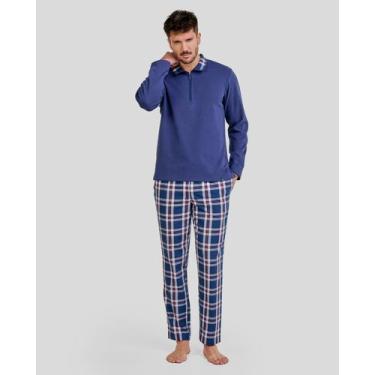 Imagem de Pijama Xadrez Zíper - Lohe, Azul marinho, P
