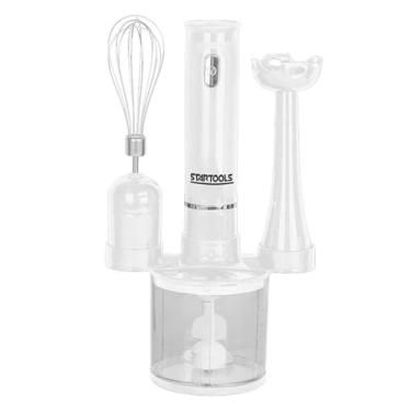 Imagem de Kit Mixer, Processador e Batedor de Alimentos 3 em 1, 200W, 127V, Aço Inox, Preto e Branco, Copo 700ml, Velocidade Variável