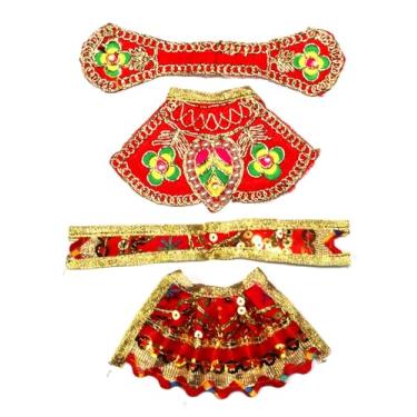 Imagem de ASHIRWAD Vestido Lehanga Chunari de 6,3 cm para ídolos e estátua da deusa Devi Laxmi Durga Ma MATA Tecido poshak vastra, Multicor, Poshak-05