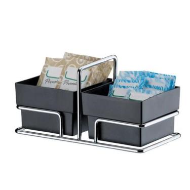 Imagem de Organizador Porta Sachê Chá Açúcar Preto E Aço Cromado - Future