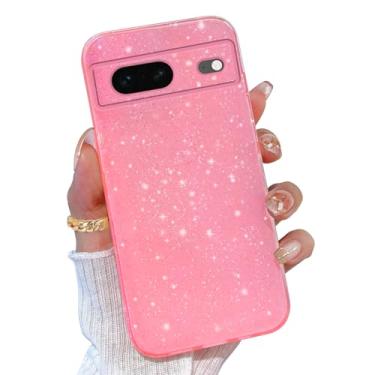 Imagem de TURYXIA Capa para Pixel 8 rosa, para Google Pixel 8 com glitter para mulheres meninas linda brilhante neon brilhante cor macia capa de telefone para Google Pixel 8 6,2 polegadas, rosa