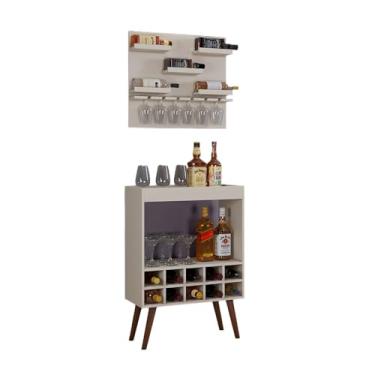 Imagem de Aparador De Sala De Estar Com ArmáRio Para Vinhos, Bar Decorativo Montado Na Parede(Off White)