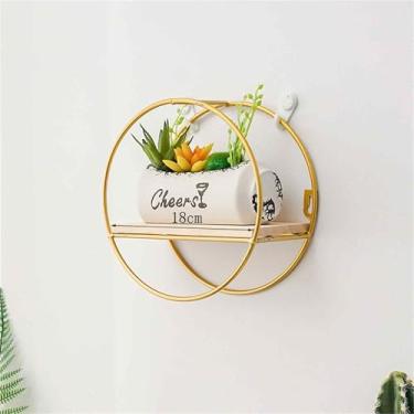 Imagem de Prateleira de parede de ferro elegante, prateleira de armazenamento resistente para sala de estar, cozinha, banheiro, prateleira decorativa que economiza espaço