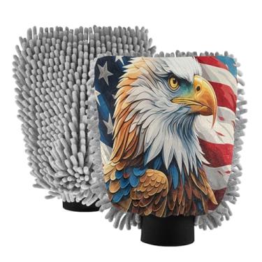 Imagem de STAYTOP Luvas de lavagem de carro American Eagle, 2 peças, luvas de microfibra de chenille, sem arranhões, panos de esponja de lavagem ultra absorventes para carros, limpeza doméstica - G