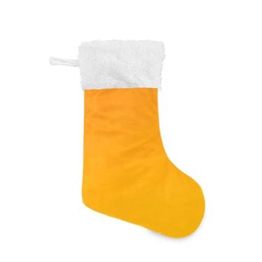 Imagem de CEBUGI Meias grandes de Natal com fundo amarelo laranja 43 cm decorações personalizadas de meia de Natal para festa familiar escadas lareira, pacote com 2