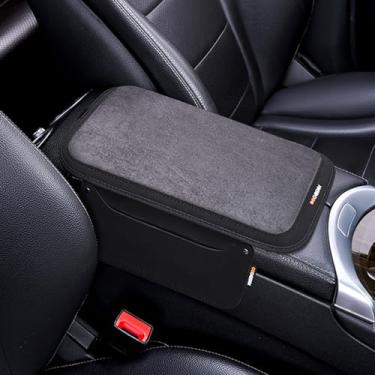 Imagem de LVBOUSLTD Capa de console central de carro, almofada de apoio de braço de carro com bolso de armazenamento lateral para organizador de assento de carros, acessórios interiores de carros (preto)