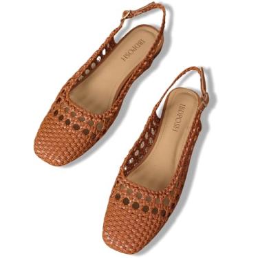 Imagem de IBDPOSH Slingback Sapatilhas femininas de bico quadrado, sandálias confortáveis, elegantes e casuais, para roupas, Branco, 36