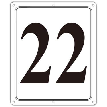 Imagem de i-CowFun Placa numerada de metal premium ao ar livre, refletiva 30,5 x 25,4 cm placas numeradas de alumínio grande 22 para estacionamento, quadra de tênis, campo, armazém, corredor, edifício, doca