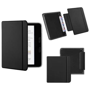 Imagem de Vane Oak Capa magnética destacável para 17.8 cm Kobo Libra Color (2024)/Kobo Libra 2 (2021), capa fina de couro PU e capa traseira de TPU ultra transparente com despertar/hibernar automaticamente