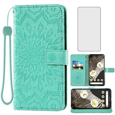 Imagem de Asuwish Capa de telefone para Google Pixel 7 5G carteira com protetor de tela de vidro temperado girassol capa flip fina suporte para cartão acessórios para celular Pixel7 Pixle Seven 6.3 mulheres