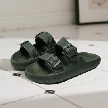 Imagem de Sandálias deslizantes tipo nuvem – Almofada ultramacia com sola antiderrapante para caminhadas diárias, praia e casa para mulheres e homens, Verde, 4.5-5.5 Women/3-4 Men