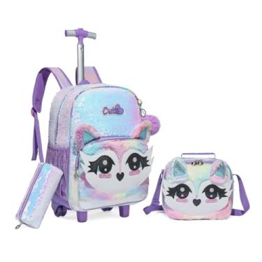 Imagem de Mochila Rodinha Escolar Infantil de Lancheira e Estojo Lápis Ideal para Meninos e Meninas de 7 a 12 Anos (raposa)