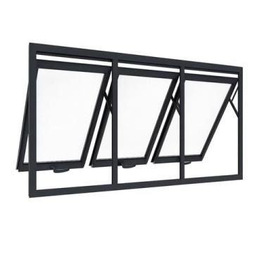 Imagem de Janela Maxim Ar 3 Seções Aluminio Preto Linha 25 - 80x180 - ARAUJO ESQ