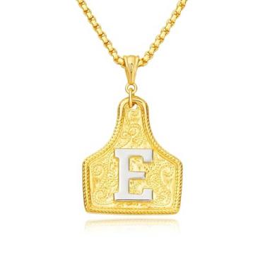 Imagem de rgwtgkyh Colar feminino com fivela de cinto prata com pingente de letra inicial ocidental delicado colar com pingente de letra personalizada joias presentes para cowgirl cowboy, Large, Metal, Sem
