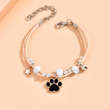 Imagem de Pulseira ajustável com estampa de pata de animal de estimação, joia de pulso com tema animal para amantes de animais de estimação, acessório de moda simples, ótimo presente para mãe de cachorro/dono