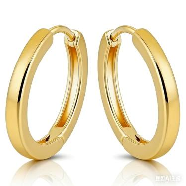 Imagem de Clipes de ouvido com acabamento suave em tom dourado, imitação de ouro para orelhas não furadas, brincos de pressão confortáveis, acessórios de ouvido hipoalergênicos modernos para mulheres, 10MM