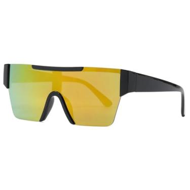 Imagem de Óculos de Sol Femininos com Armação Grande, Simples, Resistentes ao Vento, para Escalada e Direção, Unissex, Espelhado Vermelho, BH01