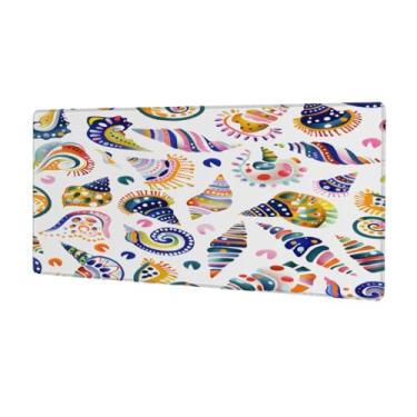 Imagem de Tapete de mouse com concha grande, colorido, mar, impermeável, protetor de mesa estendido, tapete de borracha antiderrapante para escritório, computador, teclado, laptop e mesa de casa, mouse pad de