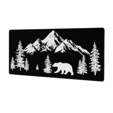 Imagem de Tapete grande preto para mouse pad de montanha à prova d'água para computador protetor de mesa estendido tapete de borracha antiderrapante para escritório, computador, teclado, laptop e mesa de casa