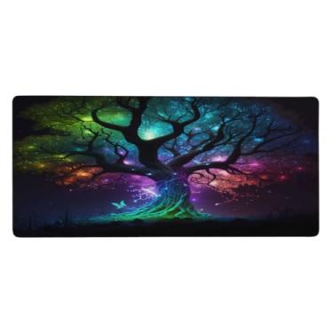 Imagem de Tapete de mouse grande e colorido árvore da vida à prova d'água para computador estendido tapete protetor de mesa antiderrapante base de borracha para escritório, computador, teclado, laptop e mesa de
