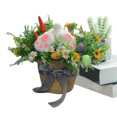 Imagem de Decoração de Ovo de Páscoa com Planta - Suprimentos de Festa Fofos de Pelúcia Realistas | Decoração De Páscoa Para Exterior - Para Casa Escritório Festa Feriado Sala Aula Dormitório