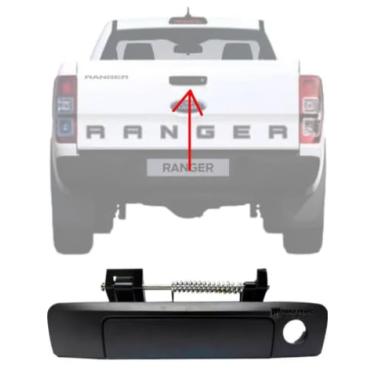 Imagem de Maçaneta Tampa Traseira Com Furo Preta Ranger 2017-2023