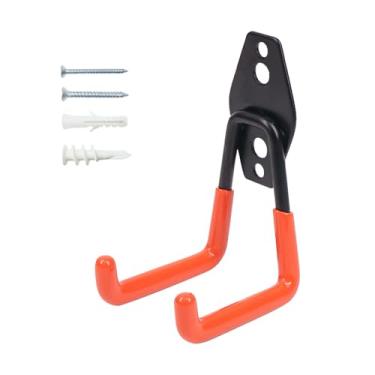 Imagem de Gancho de metal resistente durável de duas cores, organizador de garagem montado na parede adequado para escadas, bicicletas e ferramentas - Resistência industrial, solução de armazenamento que