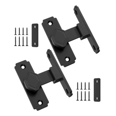 Imagem de Mixizigoz Fechadura de porta de celeiro de 90 graus, fechadura de porta deslizante de liga de alumínio resistente, trava de portão de segurança doméstica adequada para celeiro, banheiro, jardim, cerca