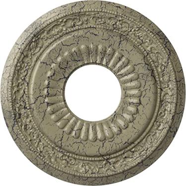 Imagem de Medalhão de teto Ekena Millwork CM20LNAMF Lauren, americano, 20 5/8"OD x 6 1/4"ID x 1 3/8"P (Fits Canopies up to 6 1/4"), Hand-Painted Castle Stone Crackle