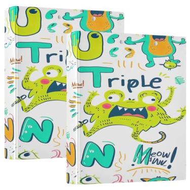 Imagem de um conjunto de personagens de desenhos animados com palavra, 2 pranchetas de enfermeira com fichários grandes de armazenamento, 3 anéis, 27 x 31,5 cm, pasta com 3 furos