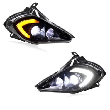 Imagem de LIUJJYH Conjuntos de faróis de LED ATV com farol alto e baixo LED luzes de seta integradas, luz de corrida compatível com Yamaha Raptor 700 250 350 Wolverine 450 YFZ450
