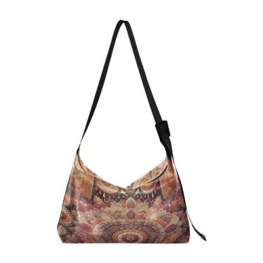 Imagem de Bolsa Hobo Dia de São Patrício em aquarela com zíper, bolsa tiracolo de couro masculina, bolsa de couro grande transversal, Estampa de carpete Boho, One Size