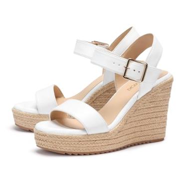 Imagem de Sandálias femininas de verão plataforma sandálias anabela tira no tornozelo sandálias de bico aberto salto alto, Caqui, 9