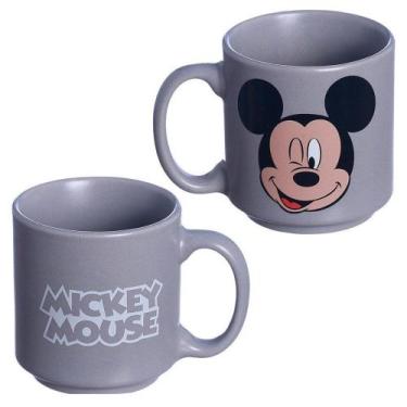 Imagem de Mini Caneca Mickey Mouse Empilhável Porcelana Cinza 100ML Oficial Disn