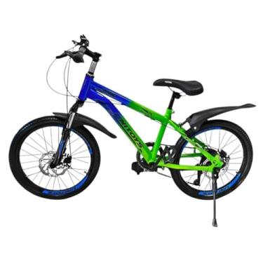 Imagem de Bicicleta Infantil Street Aro 20 com 6 Marchas, Quadro em Alumínio, Freios a Disco Mecânico, Azul e Verde-Limão, para Crianças a partir de 6 Anos